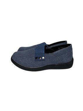 Women's Drew Posy Slip-On Casual Shoes Navy Blue Canvas Size 7 WW Wide Width